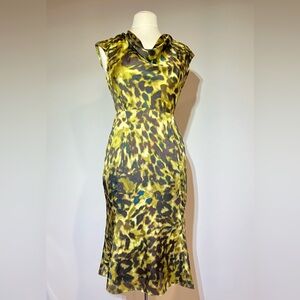 ANNE KLEIN COWL NECK ANIMAL PRINT DRESS